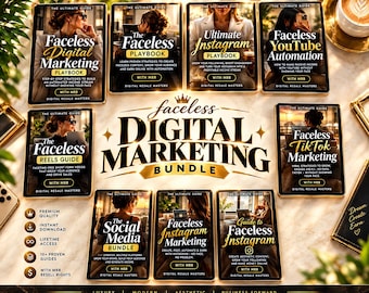 Paquete de marketing digital sin rostro / Productos digitales PLR MRR / Guías de marketing en redes sociales / Instagram, TikTok, YouTube / Derechos de reventa