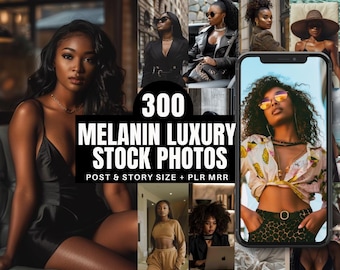 Fotos de stock de estética de melanina / Imágenes de mujeres negras afroamericanas sin rostro / Plantillas de publicaciones e historias de Instagram de lujo con melanina PLR MRR