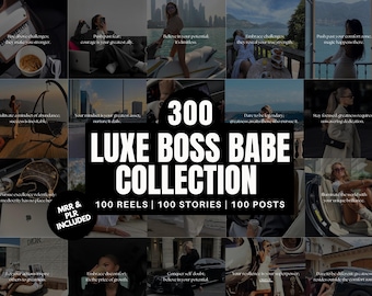 Reels, publicaciones e historias de lujo para mujeres emprendedoras - Videos de marketing sin rostro para mujeres emprendedoras - Frases motivacionales listas para usar para emprendedoras - Plantillas de Instagram PLR MRR