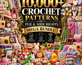 Paquete de 10k patrones de crochet PLR MRR en PDF / Megacolección de patrones de amigurumi / Peluche de animalito adorable ideal para principiantes / Descarga instantánea