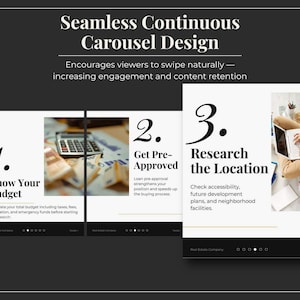 Real estate carousel templates Canva bundle, seamless Instagram swipe posts for property listings and marketing content