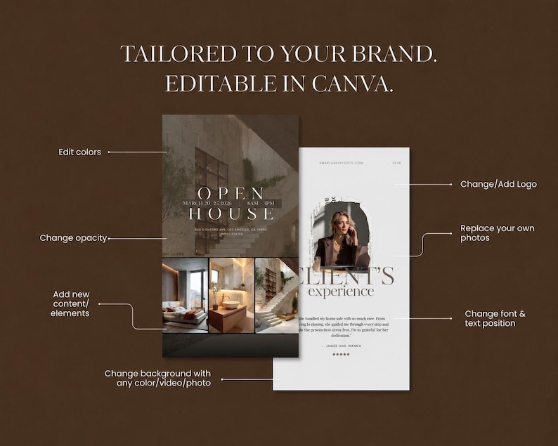 High-end real estate Canva templates mockup displaying modern Instagram marketing content for property agents and brokers