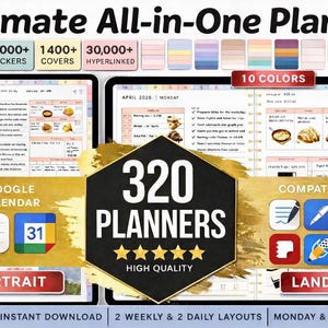 All-in-One Digital Planner 2026 2027 2028 Digital Planner Digital Journal Digital Goodnotes Template Weekly Daily Planner Notability ADHD