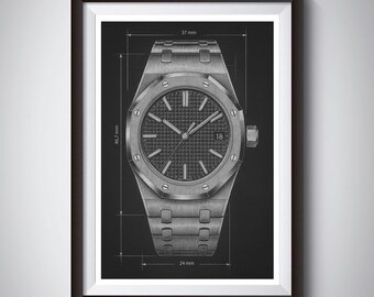 Luxus-Chronographen-Uhren-Bauplan – Technische Kunst für Sammler