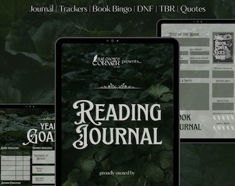 Dark Botanicals Digital Reading Journal (PDF Download) | Book Tracker, TBR, DNF, Book Bingo, Monthly & Yearly Goals | GoodNotes, Notability