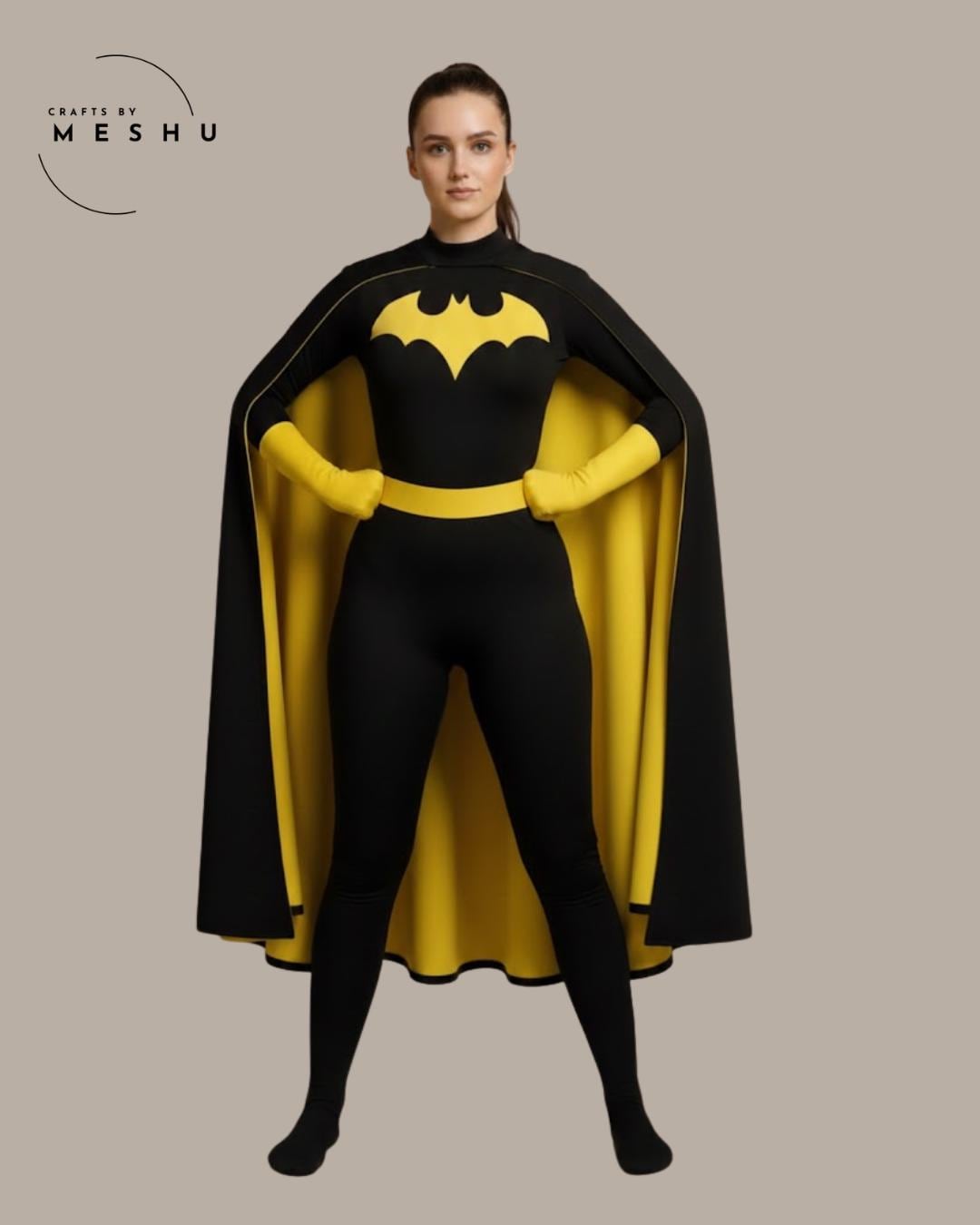 Bat Girl Cosplay Costume | Handmade Superhero Suit | Black & Yellow ...