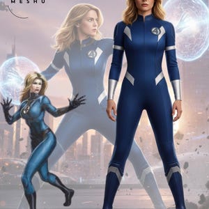 Invisible Woman Cosplay Costume | Four Sue Storm Bodysuit |  Superhero Suit | Halloween & Comic Con Outfit