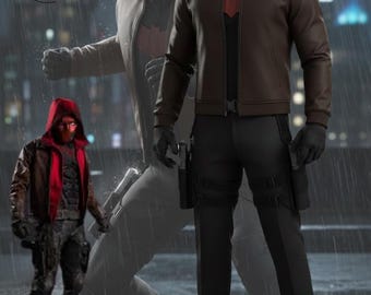 Red Hood Inspired Costume | Tactical Anti Hero Cosplay | Comic Con Costume | Brown Jacket
