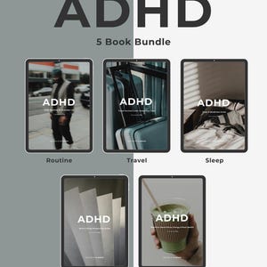 ADHD 5 Book Bundle | Routines, Travel, Nutrition, Productivity, Work, Sleep | Printable Guides and Workbooks PDF Download | Research Backed