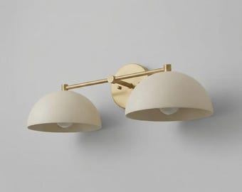 Bathroom Sconce Vanity Light Fixtures: Dual Dome Brass Vanity Lights Wall Sconces