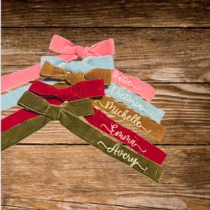 Personalized Ribbon Bow with Name Embroidery
