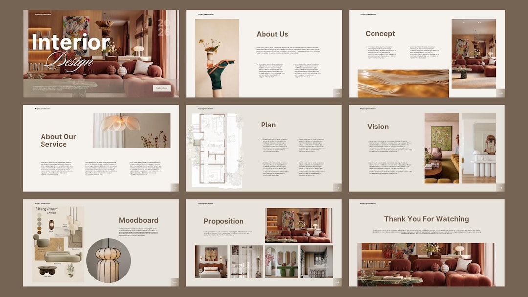 Interior Design Presentation Template | Project - Etsy