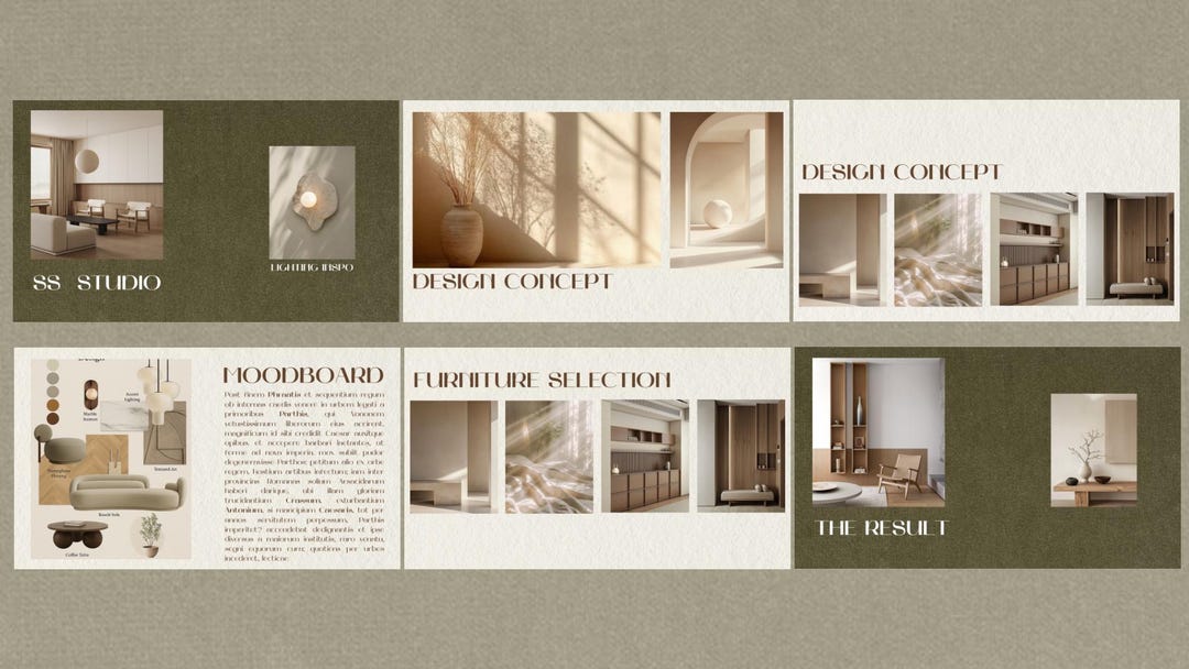 Interior Design Concept Board Template – Canva Presentation, Furniture ...