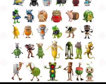 Italian Brainrot PNG Bundle, 67 Style Meme Characters, Funny 3D Chibi Clipart, Sarcastic Animals, Digital Download