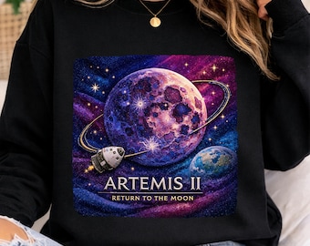 Artemis 2 PNG, Artemis II PNG, Ritorno alla Luna PNG, Arte Galattica Luna, Capsula di Orione, Sublimazione Spaziale PNG, Maglietta PNG
