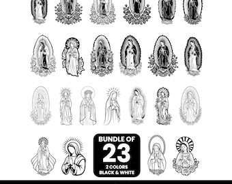 Pacchetto SVG della Vergine di Guadalupe, Nostra Signora di Guadalupe SVG PNG, Vergine Maria SVG PNG, Arte cattolica, SVG religioso, Download digitale