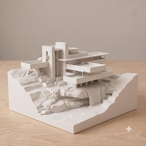 Fallingwater Model | Frank Lloyd Wright Miniature Architecture | 3D Printed House Gift