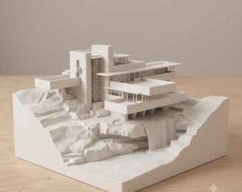 Fallingwater Model | Frank Lloyd Wright Miniature Architecture | 3D Printed House Gift