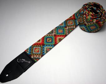 DREAMCATCHER Southwestern Guitar Strap - Ojibwe - Web - Turquoise - Navajo - Tribal - Handmade