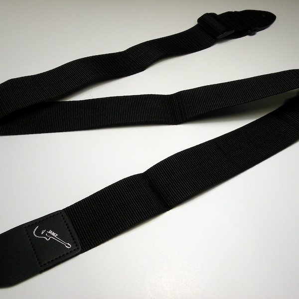 Nylon Guitar Strap - Black - Nylon & Leather