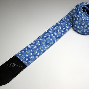 DAISY PATCH Guitar Strap Blue with White Daisies Cute Womens Girls Flowers Handmade image 1