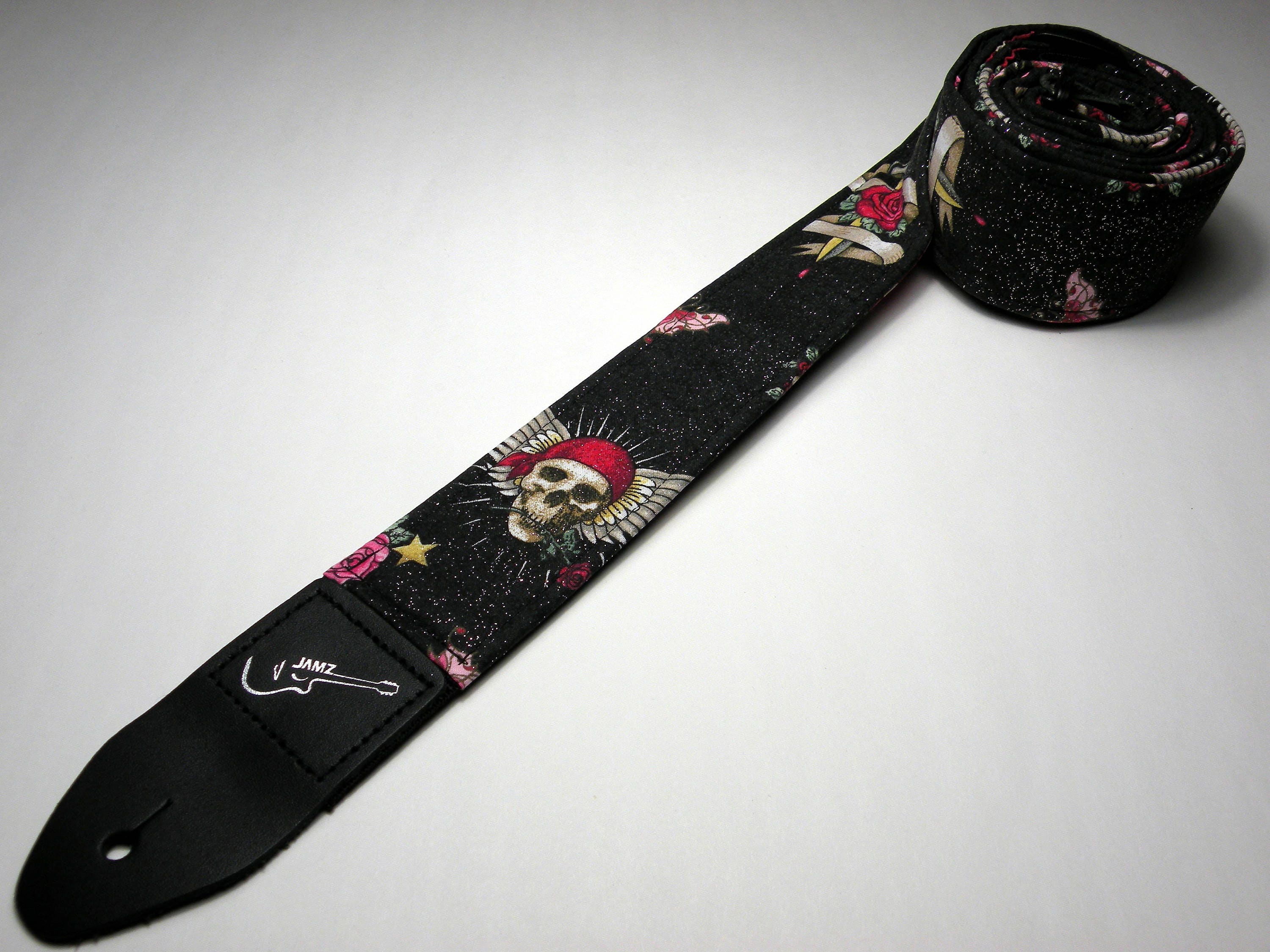 Guitar Strap LADY PIRATE Skulls Daggers Hearts & Halos Etsy