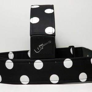 Black and white polka dot guitar strap Classic Vintage Retro Handmade image 2