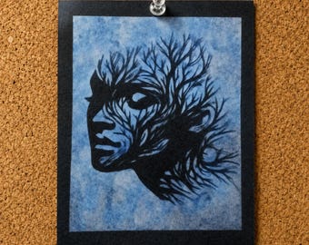 Indigo blue,above bed charm, couple unique touch, abstract warmth core,