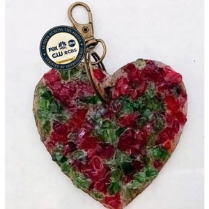 Heart Sea Glass Keychain, Tiny Blue Seashell, Extra Small Glass Wave