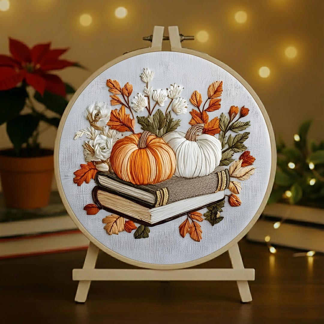 Pumpkin Books Satin Stitch Hand Embroidery Kit | Autumn Modern ...