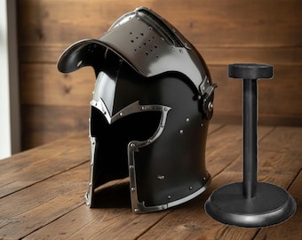 Barbuta Helmet: Functional Barbute Helmet ,free wooden stand