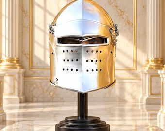 Medieval Barbute Helmet |  Barbuta Reenactment Helmet |  With Stand For Cosplay And Costumes