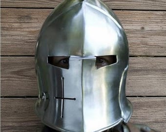 Medieval Barbute Helmet : fully wearable helmet for Role Play with Free Display Stand