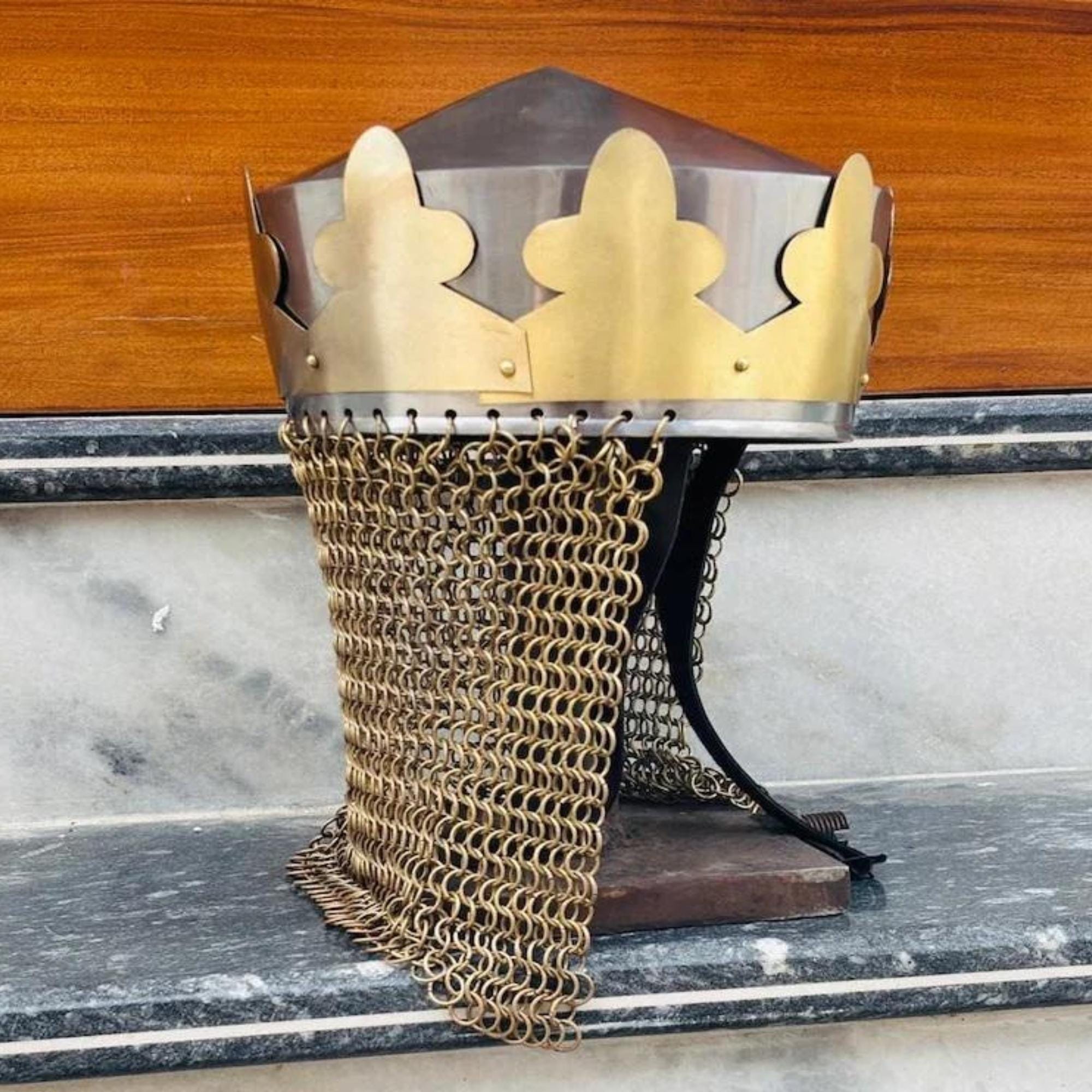 King Arthur Monty Python Helmet With Brass Butted Chainmail - Etsy