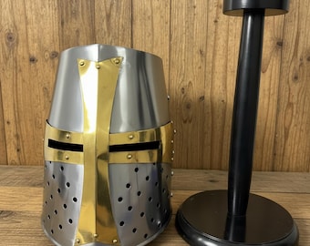 Medieval Crusader Helmet : Templar Warrior Helmet Helm with Free Display Stand