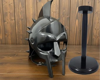 Gladiator Maximus Helmet:  for Role Play with Free Display Stand for Home Office Decor
