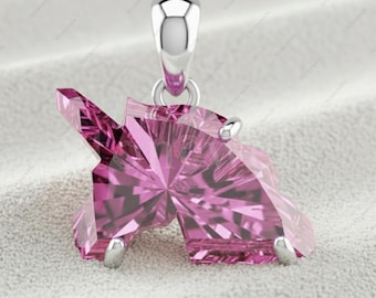 Pink Unicorn Lab Grown Diamond Pendant • Fancy Cut Necklace • Personalized Mothers Day