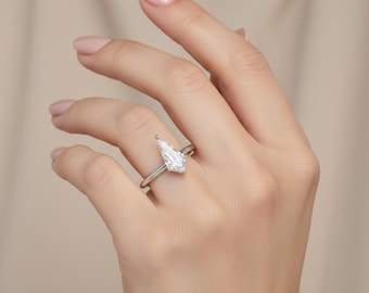 Kite Cut Diamond Ring • Fancy Cut Design • Gold or Silver Lab Grown Jewellery for Gift Mothers Day