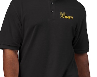 Custom Embroidered Callsign Polo Shirt, Amateur Radio Operator Antenna Design