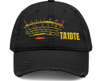 Ham Radio Hat, SWR Meter Embroidery Distressed Cap