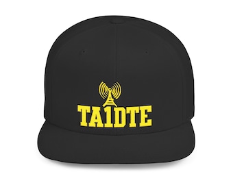 Custom Callsign Embroidered Ham Radio Hat, Gold Antenna Snapback Cap