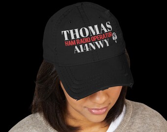 Personalized Ham Radio Call Sign Cap, Custom Embroidered Dad Hat, Amateur Radio Operator Gift, Distressed Vintage Hat