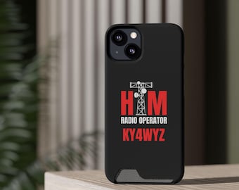 Custom Callsign Ham Radio Phone Case – Antenna Design Card Holder