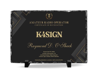 Placa de radioaficionado Black Gold, regalo personalizado con indicativo de llamada, decoración para radioaficionados, letrero con indicativo de llamada personalizado, regalo para entusiastas de la radio.