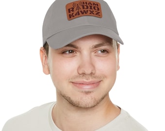 Custom Ham Radio Hat with Callsign, Leather Patch Dad Cap, Adjustable Amateur Radio Operator Gift