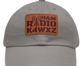 Custom Ham Radio Hat with Callsign, Leather Patch Dad Cap, Adjustable Amateur Radio Operator Gift