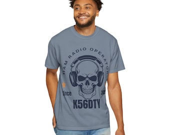 Camiseta personalizada de radioaficionado con indicativo, camiseta de radioaficionado con calavera, regalo personalizado para radioaficionados, camiseta "Desde el año"