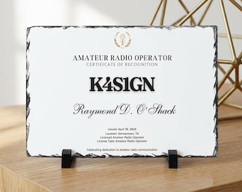 Placa personalizada con indicativo de radioaficionado, certificado de radioaficionado personalizado, regalo para radioaficionados, decoración con indicativo, regalo para entusiastas de la radio.