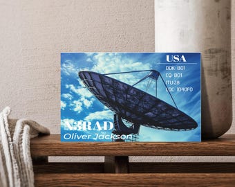 Personalized Ham Radio QSL Cards, Satellite Design, Amateur Radio ID