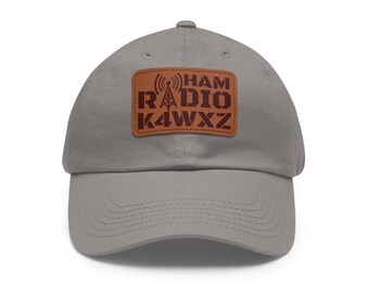 Casquette radioamateur personnalisée avec indicatif, casquette pour papa avec écusson en cuir, cadeau réglable pour radioamateur